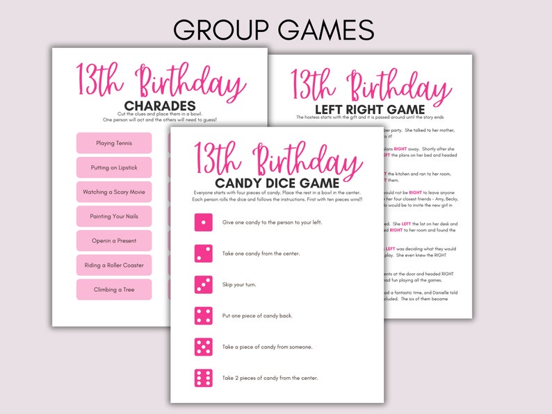 13th Birthday Party Games, 13 Year Old Party Games, Thirteenth Birthday