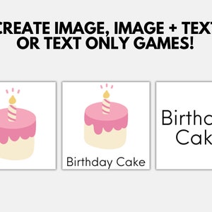 May include: A pink and white birthday cake with a single lit candle on top. The text "Birthday Cake" is written below the image.