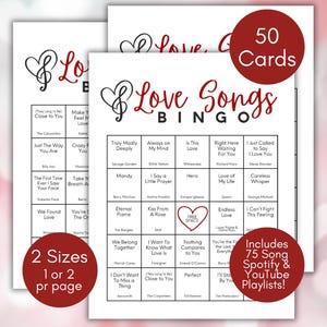 Bingo met liefdesliedjes, muziekbingo met liefdesliedjes, Valentijnsdagbingo, Galentine's Day-spel, jubileumspellen, bingospellen, muziekbingo voor Valentijn