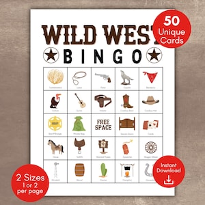 Wild West Bingo, Cowboy Bingo, Western Bingo Cards, Western Cowboy Game, Cowboy Birthday Party, Kids Birthday, Rodeo Party, Family Activity