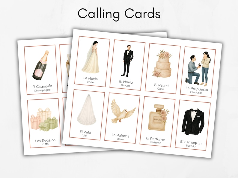 Spanish Bridal Shower Bingo, Bilingual Loteria Game, Bachelorette Game, Mexican Loteria, Neutral Bridal Shower Loteria, Despedida de Soltera image 5