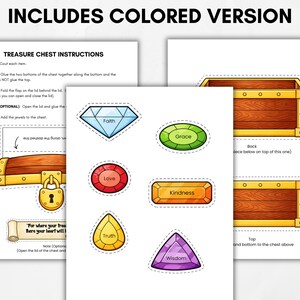 Treasures in Heaven Craft, Sunday School Activity, Bible Lesson for Kids, Coloring Page Activity, VBS Treasure Box Craft Idea image 3