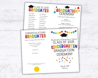 Kindergarten Graduation Program Template, Graduation Program for Kindergarten, Editable Graduation Program, Instant Download