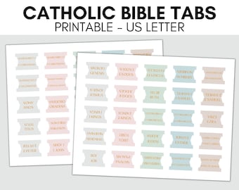 Printable Catholic Bible Tabs, Bible Tabs printable, DIY Bible Tabs, Minimalist Bible Tabs, Catholic Bible Study, Books of the Bible Tabs