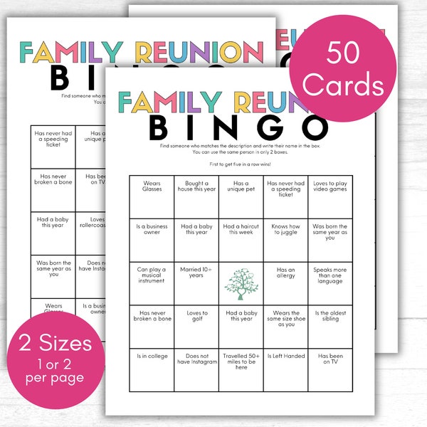 Family Reunion Bingo Game, Printable Family Reunion Games, Find the Guest Game, Summer Reunion, Family Reunion Ice Breaker Bingo,