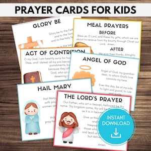 Tarjetas de oración católicas para niños, Tarjetas de oración infantiles, Ave María para niños, Padre Nuestro para niños, Oración al Ángel de la Guarda, Oraciones católicas comunes