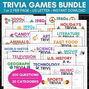 Pub Trivia Games Bundle, Trivia Night Games, Family Game Night, Trivia Night Bundle Quiz Games, Pub Trivia Pack, Engaging Trivia Games Set