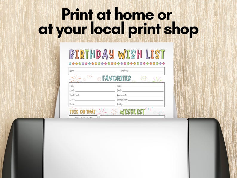 Birthday Wish List Printable, Printable Birthday Questionnaire, My Favorite Things Survey, Work Questionnaire, My Favorite Things Printable image 5
