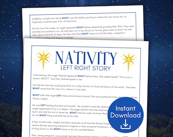 Left Right Nativity Story, Left Right Christmas Game, Pass the Gift Nativity Game, Right Left Game for Church, Christian Left Right Game