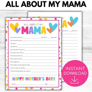 Tudo sobre minha mãe para impressão, presente de dia das mães, presente de lembrança de tudo sobre a mãe, presente de criança, ideias de presentes para mãe, PDF para impressão