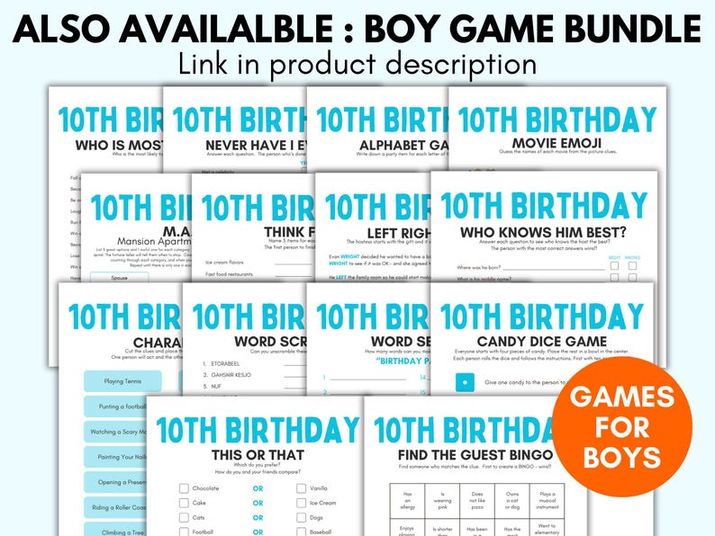 10th Birthday Party Games, 10 Year Old Party Games, Tenth Birthday ...