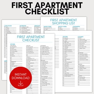 First Apartment Checklist, New Home Checklist, Moving Checklist, New Home Essentials, Apartment Essentials, First Home Organization