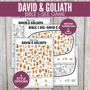 David & Goliath I Seek, Bible Search David and Goliath, David and Goliath Craft, Sunday School Activity, Christian Kids Idea, Old Testament