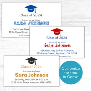 Printable Graduation Insert Card, Graduation Party Insert, Graduation ...