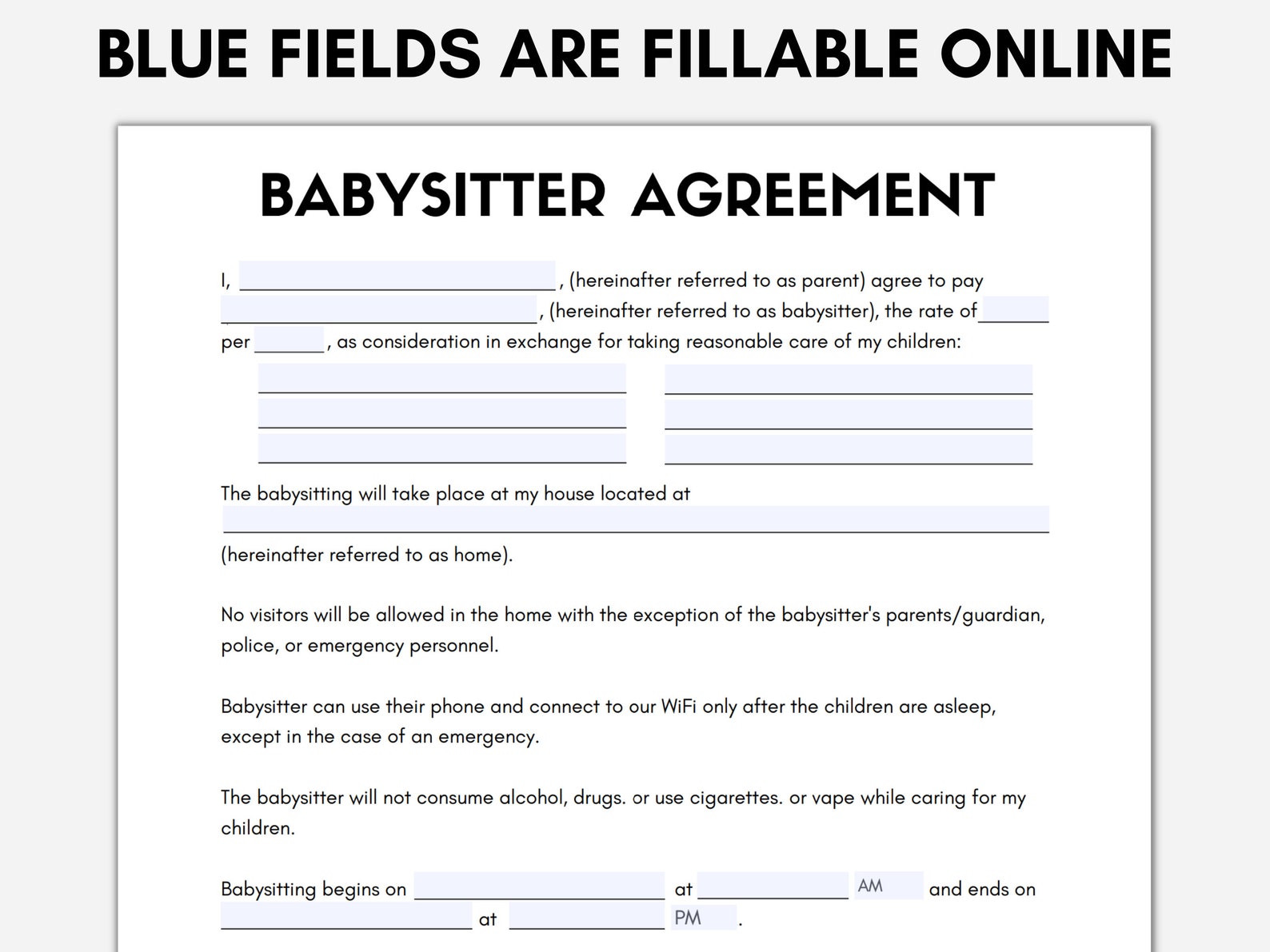 Babysitting Contract Template, Nanny Services Contract Agreement Babysitting Contract Template, Nanny Services Contract Agreement