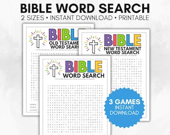 Ricerca di parole bibliche, Ricerca di parole sui libri della Bibbia, Puzzle di parole bibliche, Studio biblico, Attività della scuola domenicale, Giochi biblici per adolescenti