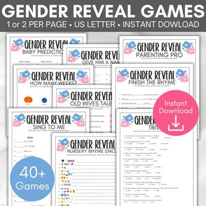 Gender Reveal Games Bundle, Gender Reveal Party Games, Gender Reveal Games, Pink or Blue Gender Reveal, Gender Reveal Activities, Printables