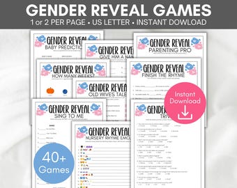 Gender Reveal Games Bundle, Gender Reveal Party Games, Gender Reveal Games, Pink or Blue Gender Reveal, Gender Reveal Activities, Printables