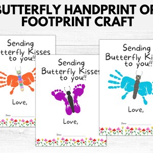 Butterfly Handprint Printable Art, Mother&#39;s Day gift idea, Handprint crafts, Toddler Crafts, Mother&#39;s Day Keepsake, Footprint Art Template