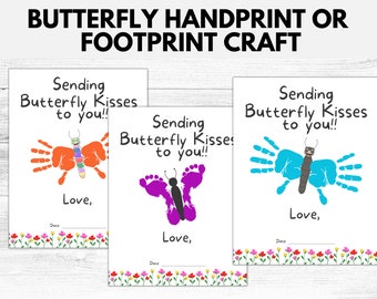 Butterfly Handprint Printable Art, Mother's Day gift idea, Handprint crafts, Toddler Crafts, Mother's Day Keepsake, Footprint Art Template