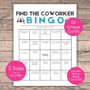 Bingo para encontrar compañeros de trabajo, juego para romper el hielo en la oficina, actividad de trabajo en equipo, juegos de oficina, actividad de compromiso en el trabajo, tarjetas de bingo para empleados