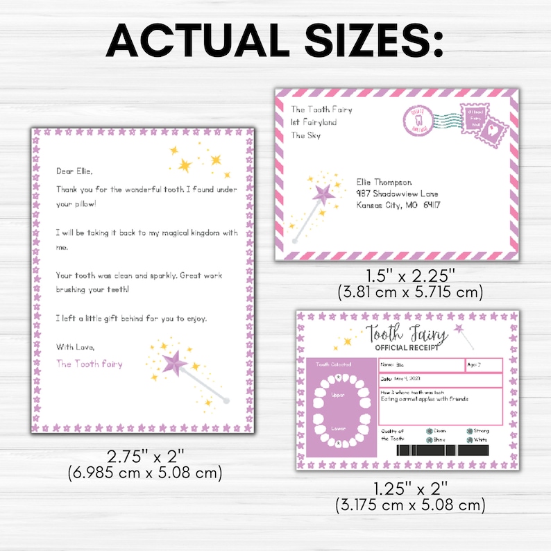 Mini Tooth Fairy Letter, Printable Tooth Fairy Receipt, Printable Tooth