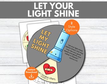 Let My Light Shine Craft, Jesus is the Light Craft, Bible Lesson for Kids, Sunday School Activity, Kids Bible Project, Kids Christian Lesson