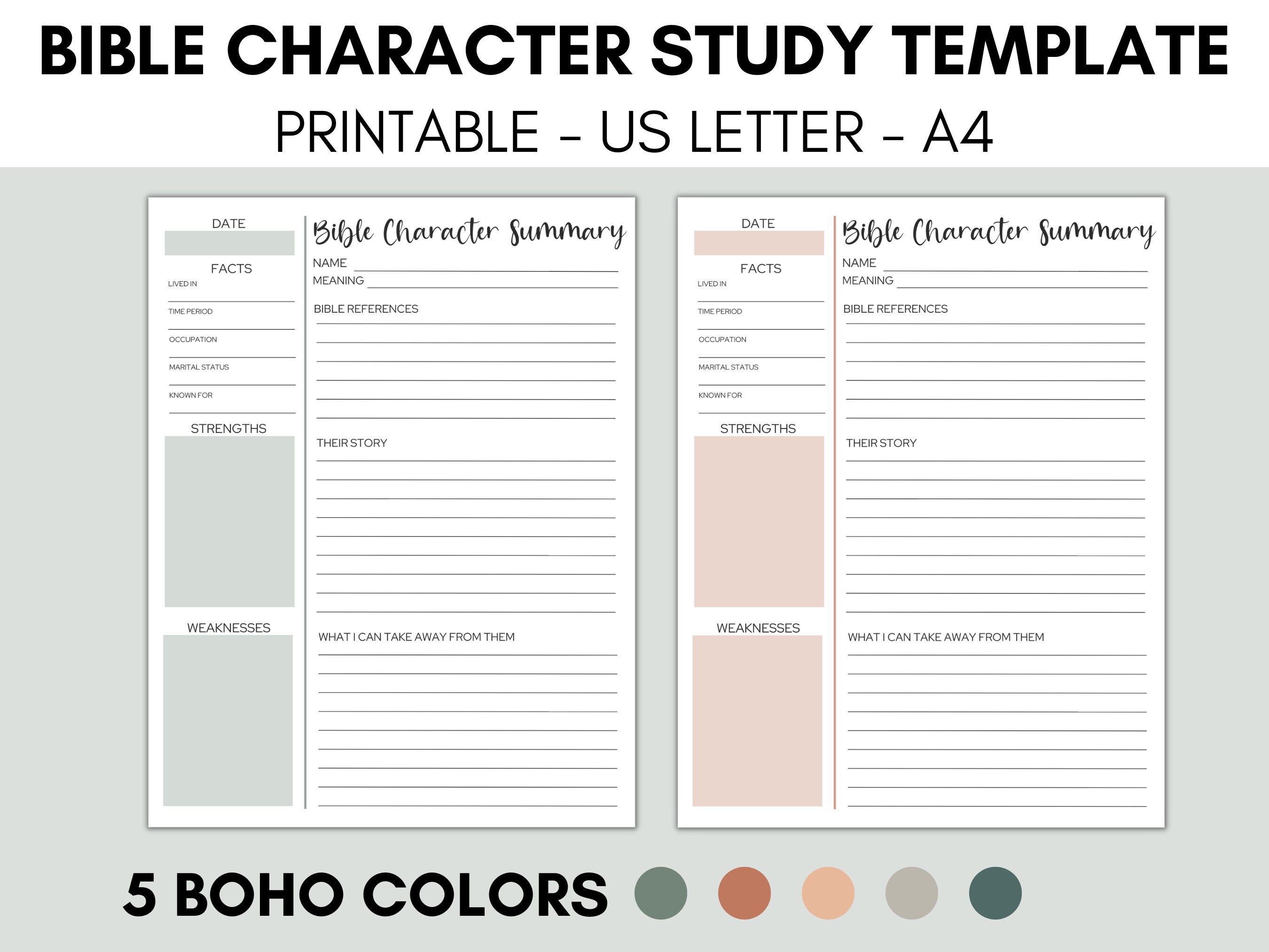 Bible Character Study Template Printable Bible Character - Etsy