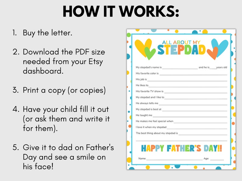 Step Dad Questions Printable All About My Stepdad Printable, Father's Day Gift, All About Stepdad ...
