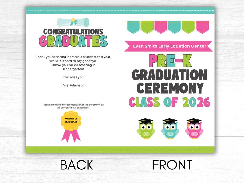 Pre K Graduation Program Example Pre-k Graduation Program Template, Graduation Program for Pre-k ...
