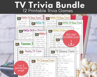 TV Shows Trivia Game, Decades TV Quiz, Family Game Night,  Pub Trivia Games, Office Party Games, Trivia Game Set, Trivia Night Quizzes