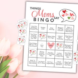 Mothers Day Bingo Game, Printable Moms Activity, Unique Bingo Cards For Mothers Day Celebration, Things Mom Say Game, image 6