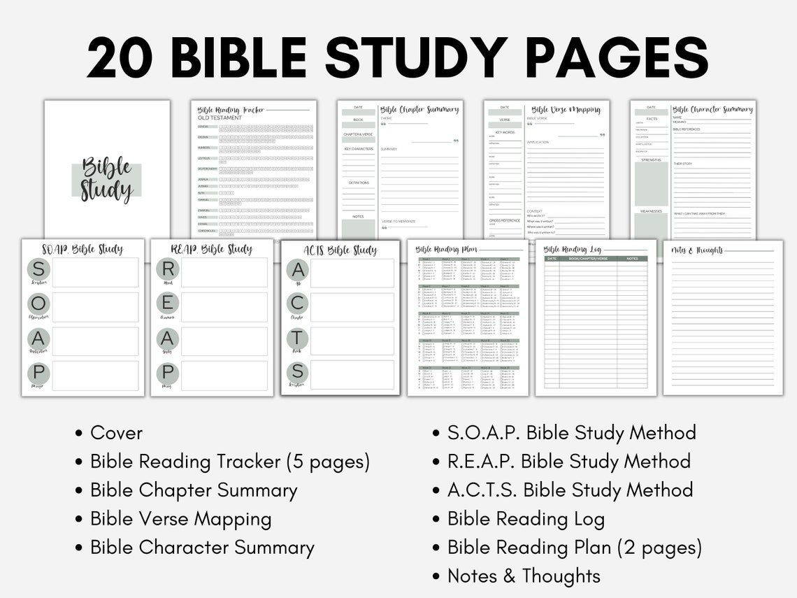 Bible Study Planner, Printable Bible Study Templates, Bible Study Pack ...
