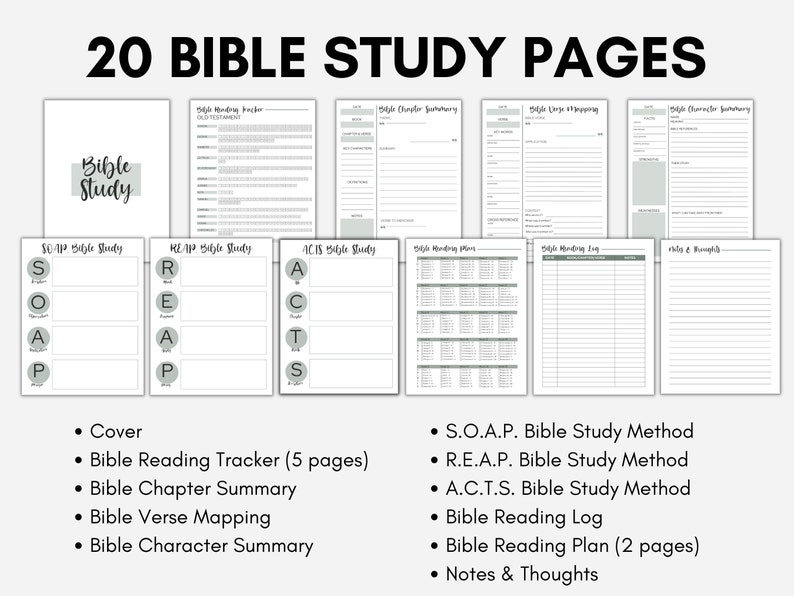 Bible Study Planner, Printable Bible Study Templates, Bible Study Pack ...