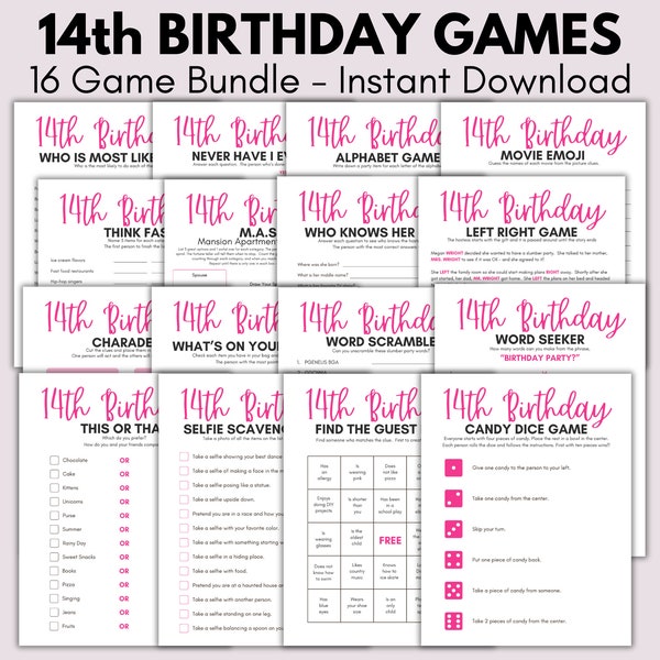 14th Birthday Party Games, Born in 2010 Game Bundle, Fourteenth Birthday,  Girls 14th Birthday, Teen Games, 14-year-old girls birthday