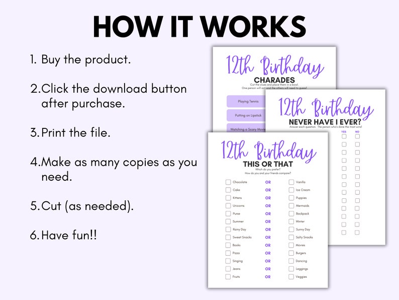 12th Birthday Party Games, 12 Year Old Party Games, Twelfth Birthday