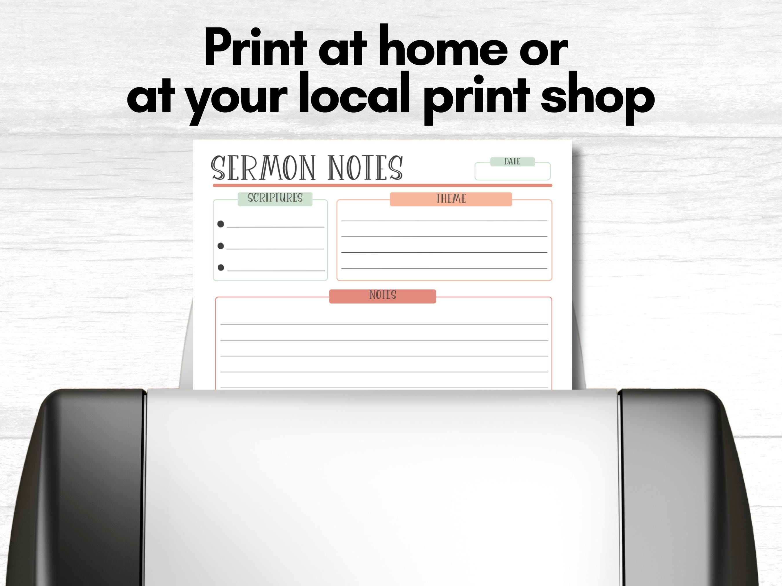 Sermon Notes Printable, Bible Study Template, Church Notes Journal ...