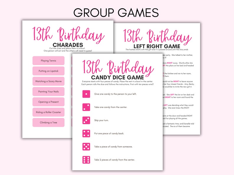 13th Birthday Party Games, 13 Year Old Party Games, Thirteenth Birthday