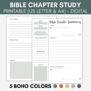 Bible Chapter Summary Template, Printable Bible Chapter Summary, Bible Study Template, Bible Study Guide, Faith Journal, Christian Bible