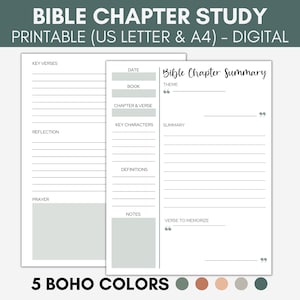 Bible Chapter Summary Template, Printable Bible Chapter Summary, Bible Study Template, Bible Study Guide, Faith Journal, Christian Bible