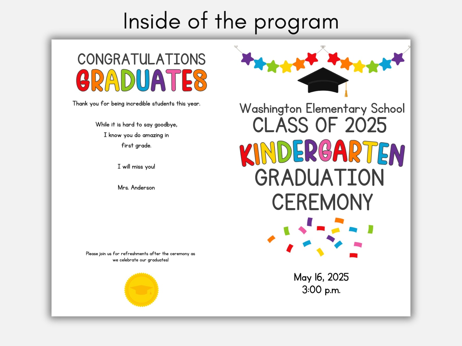 Kindergarten Graduation Program Examples Kindergarten Graduation Program Template, Graduation Program for ...