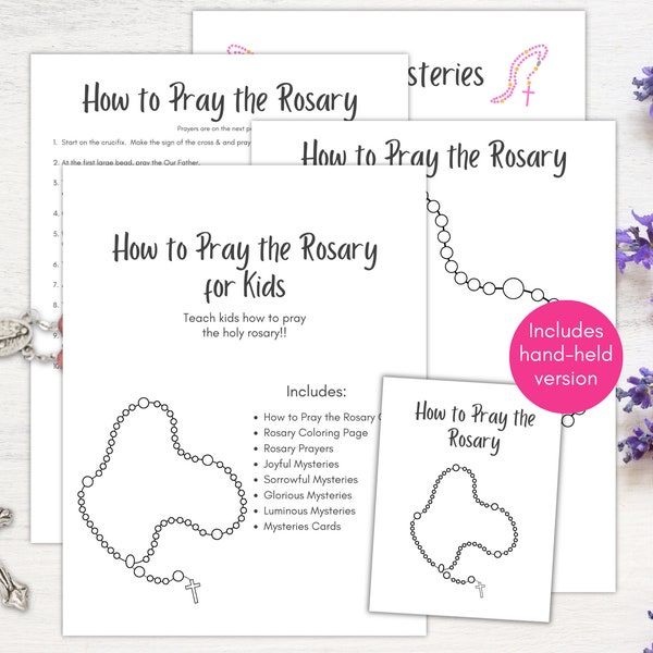 How to Pray the Rosary, Catholic Kids Printable Prayer, Printable PDF, Catholic School, Beginner Rosary Lesson for Kids, Rosary Coloring