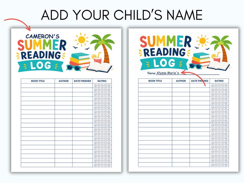 Summer Reading Log & Tracker, Kids Summer Reading Challenge, Reading ...
