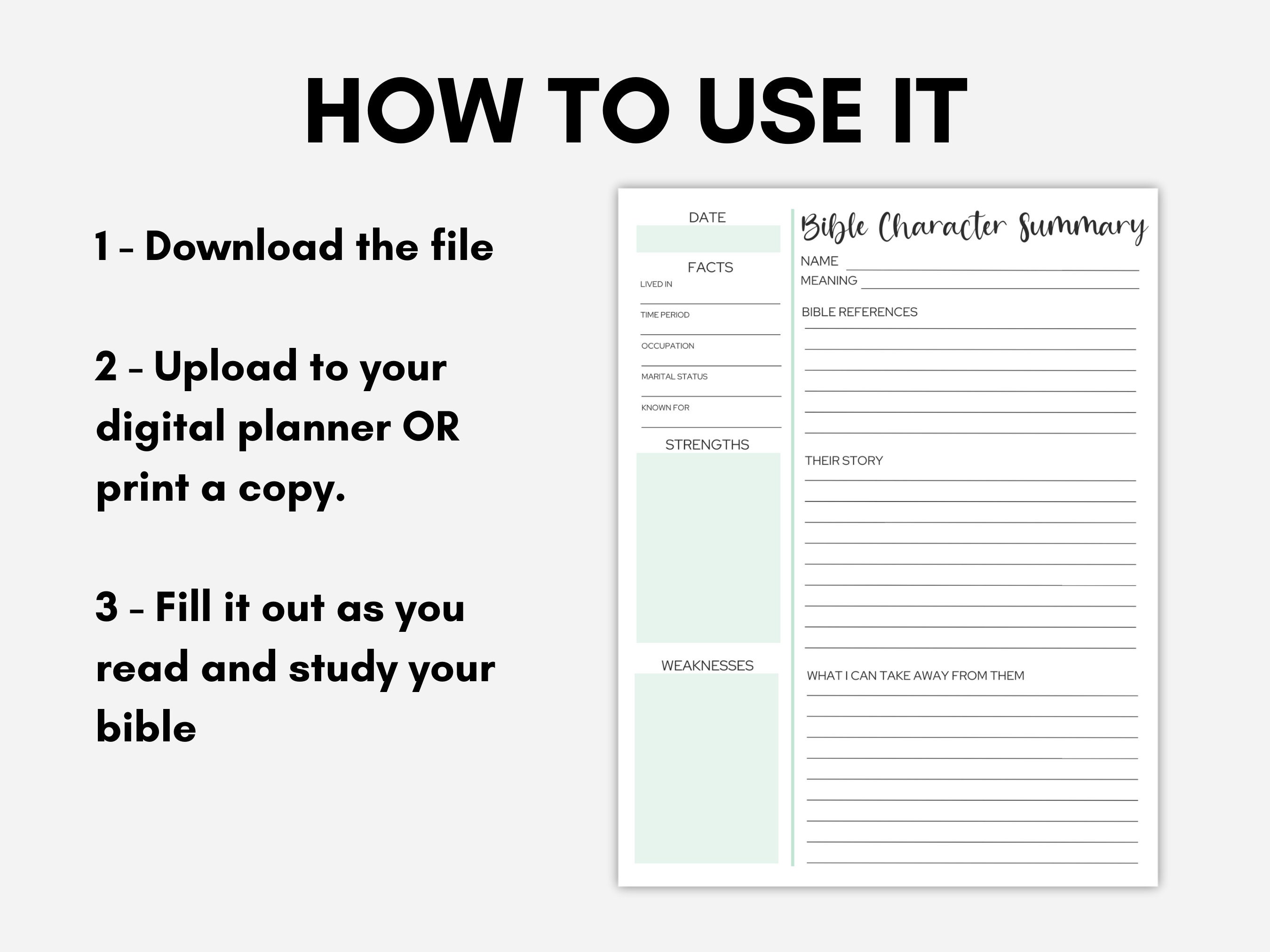 Bible Character Study Template, Printable Bible Character Study, Bible ...