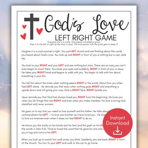 Juego de la Izquierda a la Derecha del Amor de Dios, Juego Bíblico de la Escuela Dominical, Biblia de la Pase del Premio, Actividades Cristianas Divertidas para Grupos, Intercambio de Regalos de la Iglesia