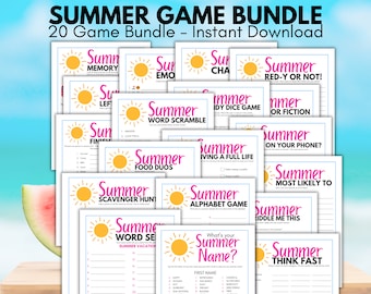 Summer Game Bundle, Beach Party Games, Pool Party Games, Summer Activities, Summer Printables, Summer games for kids and adults, family game