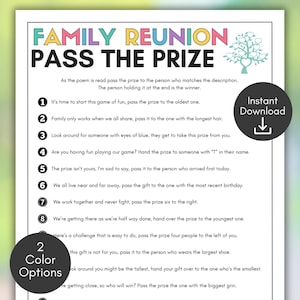 Family Reunion Pass the Prize, Printable Left Right Game, Family Gathering Activity, Family Reunion Icebreaker, Pass the Gift Game