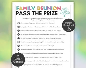 Family Reunion Pass the Prize, Printable Left Right Game, Family Gathering Activity, Family Reunion Icebreaker, Pass the Gift Game