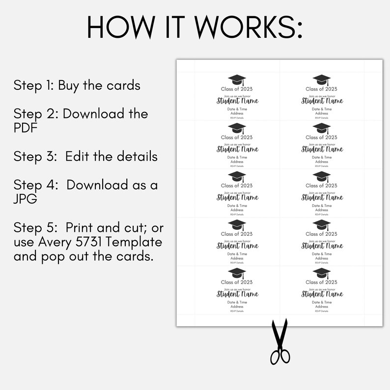 Printable Graduation Insert Card Graduation Party Insert Etsy