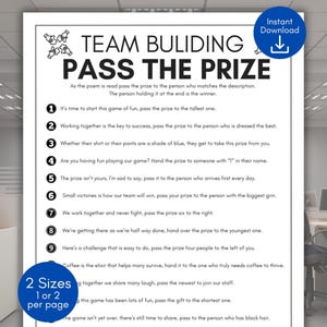 Office Games, Team Building Games, Team Building Pass the Prize Games, Coworker Games, Tea Building Games, Coworker Games, Happy Hour Games
